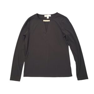 Michael Michael Kors Women's Black Pullover Keyhole Long Sleeve Blouse Small
